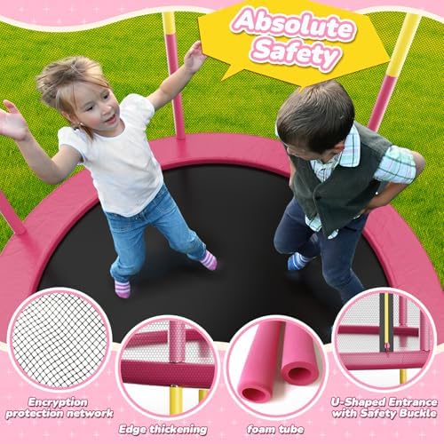 Indoor Trampoline 6FT for Kids, Safety Net & Hoop, Ages 1-8 Gifts