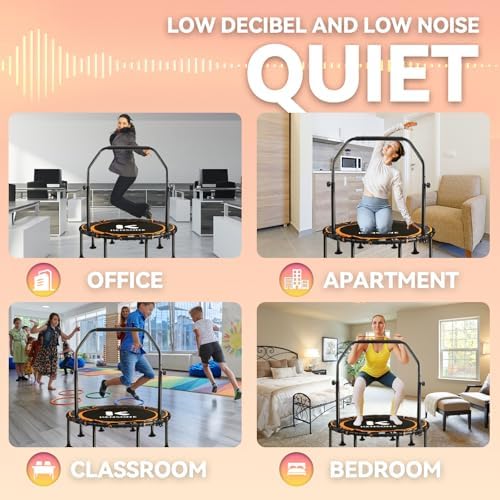 450/550 Lbs Quiet Indoor Mini Trampoline for Adults | Fitness Gym Workout | 40/48" Foldable Rebounder Trampoline with Bu