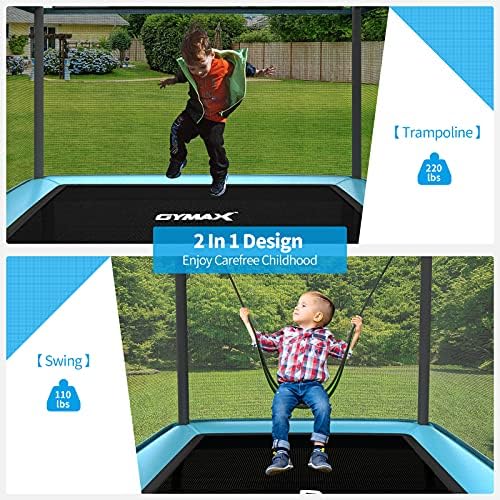 GYMAX Kids Trampoline 6FT Swing Enclosure Safety Net ASTM Approved Indoor Outdoor Birthday Gift