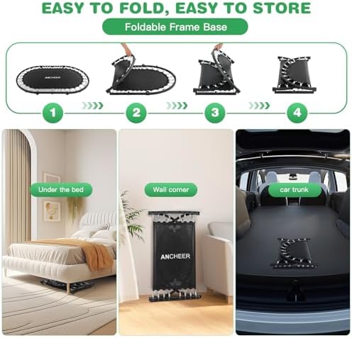 ANCHEER Mini Trampoline for Kids & Toddlers - Indoor/Outdoor Rebounder with Adjustable Handle ANCHEER 56'' Safe Oval Fit