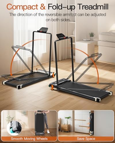 FUNRAY Versatile Walking Pad Treadmill with Incline - Dual-Sided Under Desk Treadmill with Foot Massage for Home & Offi