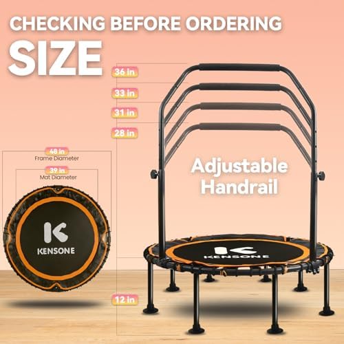 450/550 Lbs Quiet Indoor Mini Trampoline for Adults | Fitness Gym Workout | 40/48" Foldable Rebounder Trampoline with Bu