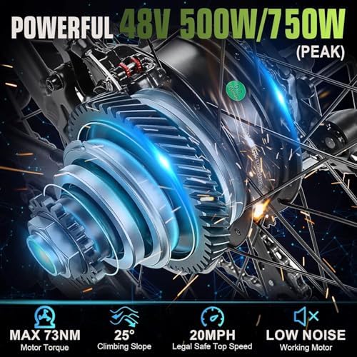 ANCHEER 750W Electric Bike for Adults, 60 Miles Ride, Fast Charge, 27.5'' Hummer Electric Mountain Bike with LCD Display