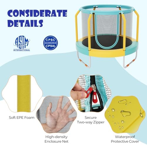 GYMAX Kids' Trampoline Outdoor Birthday Gift for Boys Girls | GYMAX 48" Kids Trampoline with Safety Features Non-Slip H