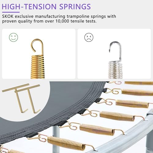 SKOK Kids Outdoor Trampoline, 400LBS ASTM Approved Net Trampoline, Kid Friendly, Outdoor Play, Durable and Safe, 12ft Di