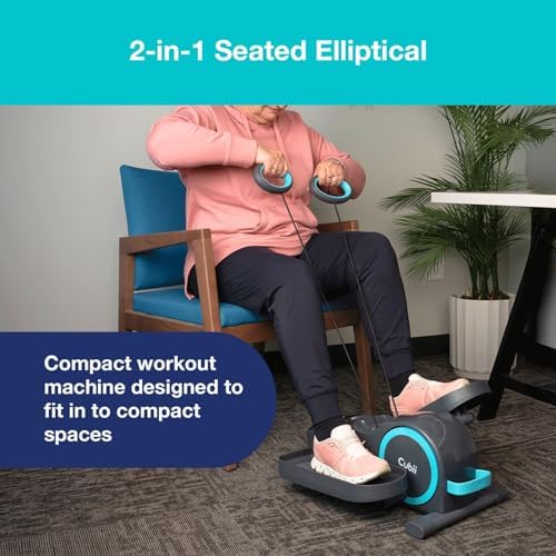Cubii Total Body Elliptical Pedal Seated Exerciser for Adults and Seniors with Resistance Bands and LCD Display