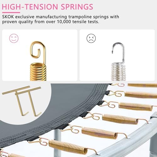 SKOK Kids Outdoor Trampoline, 400LBS ASTM Approved Net Trampoline, Kid Friendly, Outdoor Play, Durable and Safe, 12ft Di