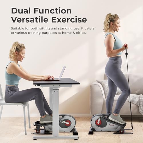 Sunny Health & Fitness Portable Elliptical Machine for Home Workout, Senior Friendly Sit/Stand, Free Sunnyfit App Connec