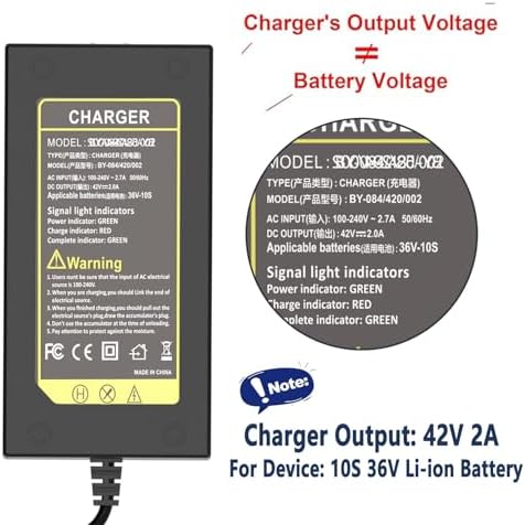 Universal 42V 2A Charger for 36V Lithium Battery 10S Fast Charger, Compatible with Razor, Jetson, and Voyage Universal 4