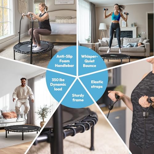 JUMPZYLLA Fitness Rebounder Trampoline for Adults - Indoor/Outdoor Exercise | JUMPZYLLA Mini Trampoline for Adults - Ba