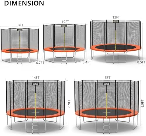 AOTOB Heavy Duty Trampoline with Safety Net and Hoop for Kids and Adults Outdoor Jumping