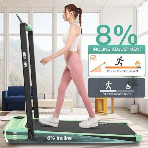ANCHEER Under Desk Treadmill with Incline and Handle Bar for Home Office | ANCHEER 4 in 1 Folding Treadmill with LED Di