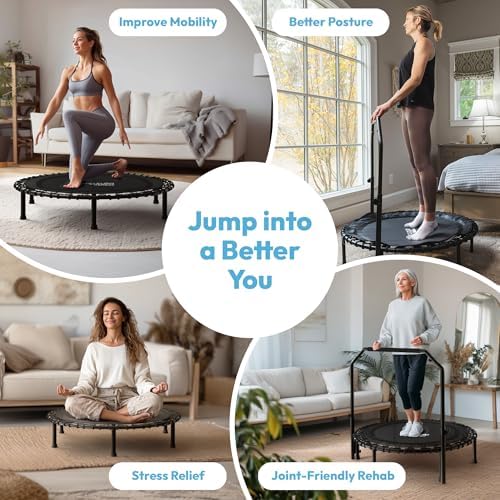 JUMPZYLLA Fitness Rebounder Trampoline for Adults - Indoor/Outdoor Exercise | JUMPZYLLA Mini Trampoline for Adults - Ba