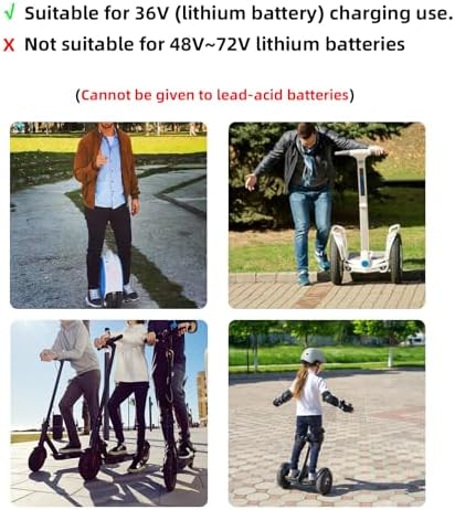 42V 2A Electric Scooter Charger with LED Charging Display, Universal with 4 Connections, for Electric Bike, Mobility Sco
