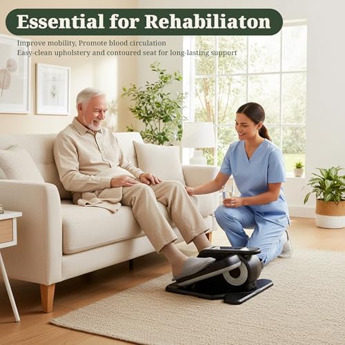 Under Desk Elliptical Machine for Seniors, Quiet Seated Pedal Exerciser with Remote Control, 3 Modes & 12 Adjustable Spe