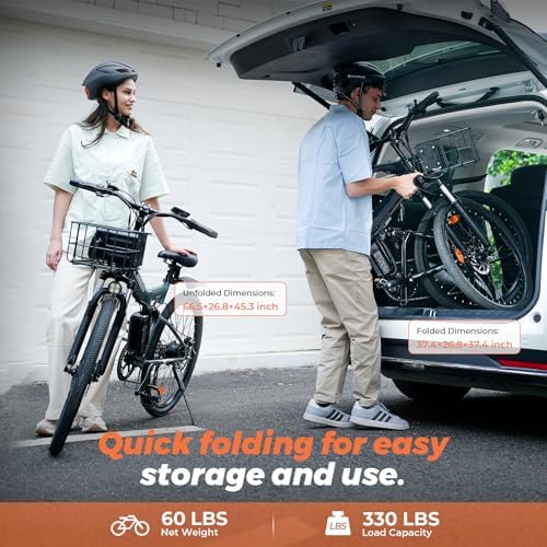 Electric Bike, 1000W/750W/500W Peak Motor, Removable Battery, Shock Absorber, Commuting Electric Bike for Adults, 75/60/