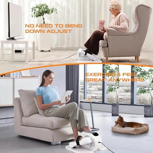 Zakle Electric Elliptical Machine for Home Office Users, Quiet Seated Pedal Exerciser with Remote Control and 12 Speed L