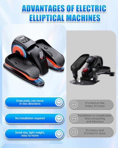 Electric Under Desk Elliptical Machine for Seniors with Remote Control Portable Quiet Seated Pedal Exerciser for Senio