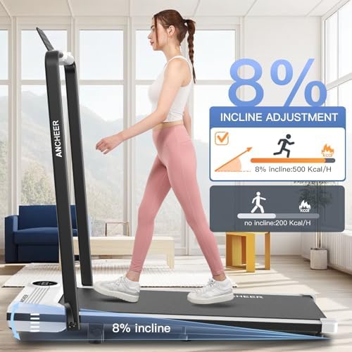 ANCHEER Under Desk Treadmill with Incline and Handle Bar for Home Office | ANCHEER 4 in 1 Folding Treadmill with LED Di