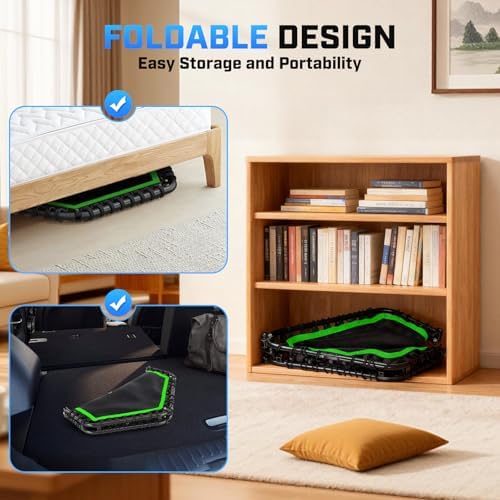 ANCHEER Trampoline for Adult, Indoor Outdoor Mini Trampoline, 550LBS_fitness_trampoline_with_Bungee