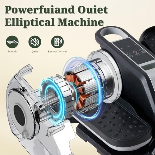 Under Desk Elliptical Machine for Seniors, Quiet Seated Pedal Exerciser with Remote Control, 3 Modes & 12 Adjustable Spe