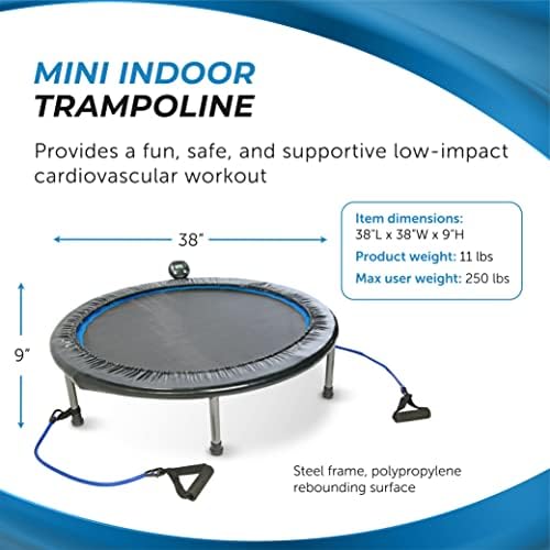 Stamina Folding Trampoline Black - Portable Fitness Equipment for Home Gym, Cardio & Strength Training, Jumping Exercise