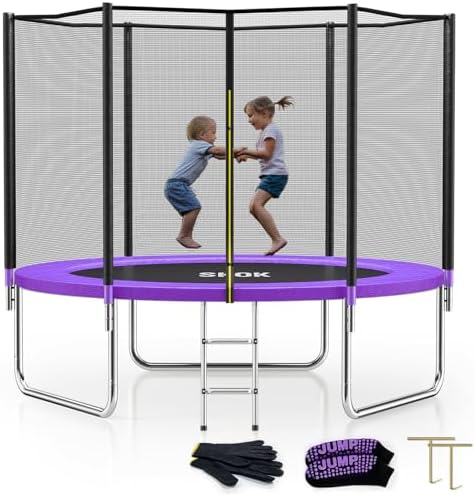 SKOK Kids Outdoor Trampoline, 400LBS ASTM Approved Net Trampoline, Kid Friendly, Outdoor Play, Durable and Safe, 12ft Di