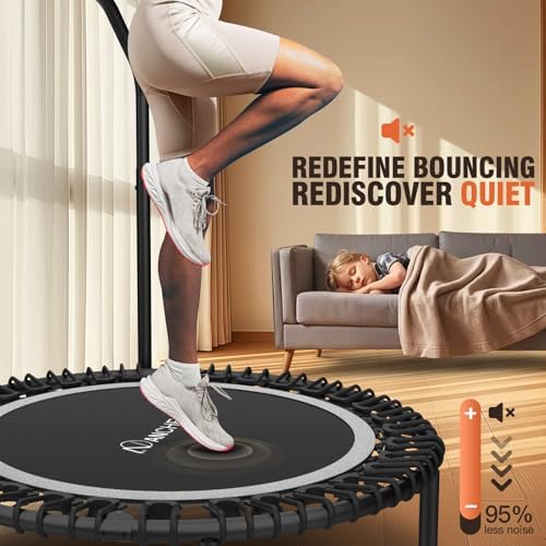 Ancheer Bungee Rebounder Trampoline, Foldable Fitness Trampoline with Resistance Ropes, 450-550LBS Capacity, Safe for Ho