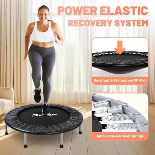 BCAN Mini Trampoline for Adults Indoor Workout with Safety Pad, Rebounder Exercise Trampoline, Max Load 300lbs BCAN Fo