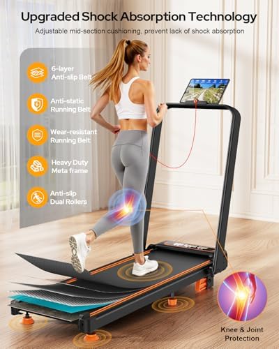 Portable Treadmill Walking Pad with 12% Incline & Handle Bar for Home | 350+lb Capacity & 4 Adjustable Incline Smart Ap