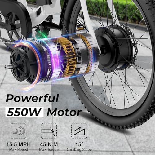 ANCHEER 600W Peak Electric Tricycle for Adults | 24" 499Wh Foldable 3 Wheel Ebike for Seniors | Rear Differential 15.5M