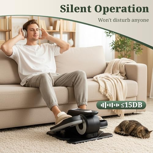 Under Desk Elliptical Machine for Seniors, Quiet Seated Pedal Exerciser with Remote Control, 3 Modes & 12 Adjustable Spe