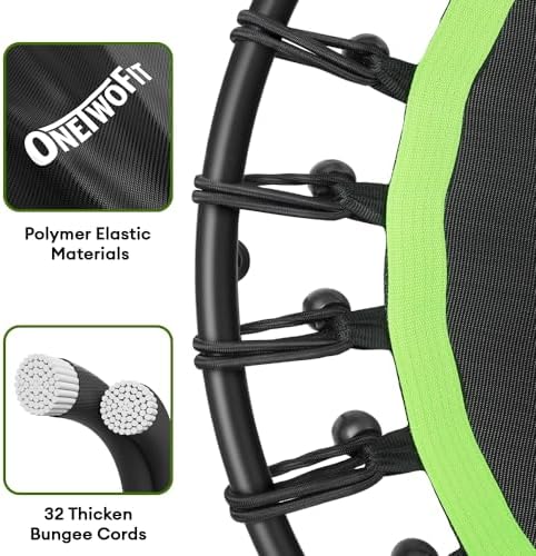 ONETWOFIT Silent Mini Trampoline for Adults | Indoor Exercise Fitness Trampoline | Max Load 330lbs | Rebounder Workout |
