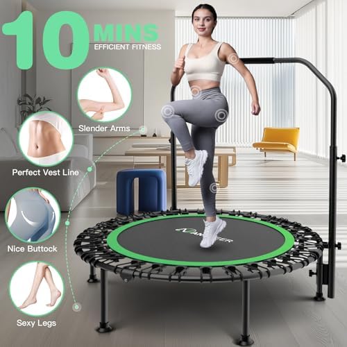 ANCHEER 40"/48" Foldable Mini Trampoline for Home Exercise and Fitness | Indoor Trampoline with Resistance Bands and 4