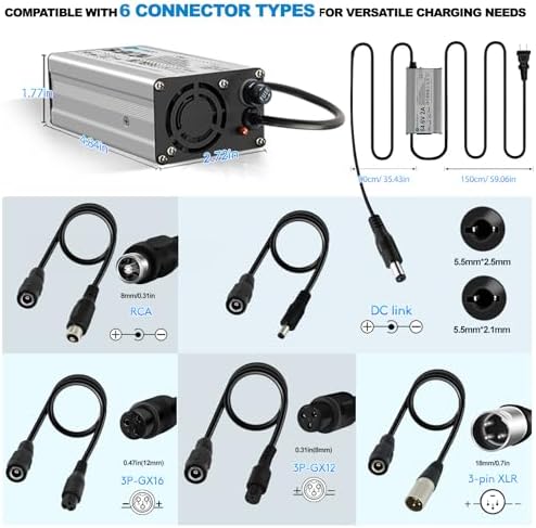 2A 5|6V Li-ion Battery Charger for Ebike & Scooter - Replacement with 6 Connectors Fast Charging 5|6V 2A Li-ion Battery
