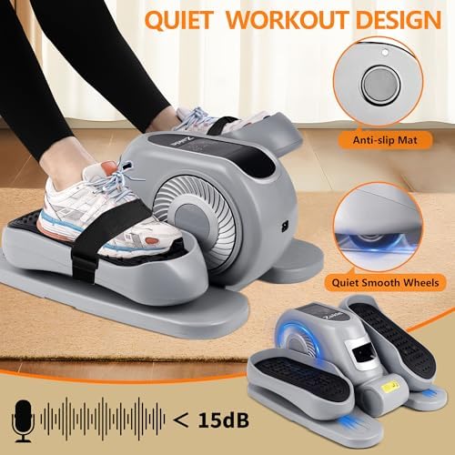 Zakle Electric Elliptical Machine for Home Office Users, Quiet Seated Pedal Exerciser with Remote Control and 12 Speed L