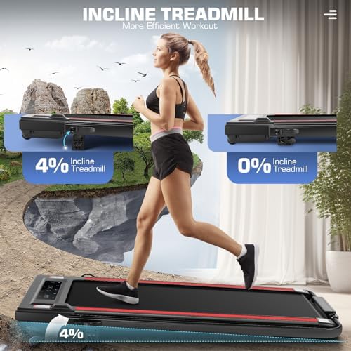 ANCHEER Quiet Portable Desk Treadmill for Home Gym, |0HP 12% Incline Walking Treadmill with LED Screen and Handles ANCHE