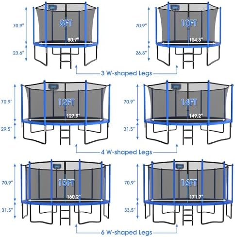 YORIN 16FT Tranpoline Outdoor with Basketball Hoop & Net YORIN 1500 LBS Tranpoline ASTM Approved for Kids and Adults YOR