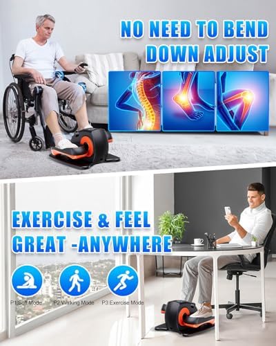 Electric Under Desk Elliptical Machine for Seniors with Remote Control Portable Quiet Seated Pedal Exerciser for Senio