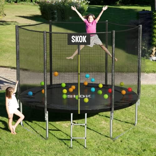 SKOK Kids Outdoor Trampoline, 400LBS ASTM Approved Net Trampoline, Kid Friendly, Outdoor Play, Durable and Safe, 12ft Di