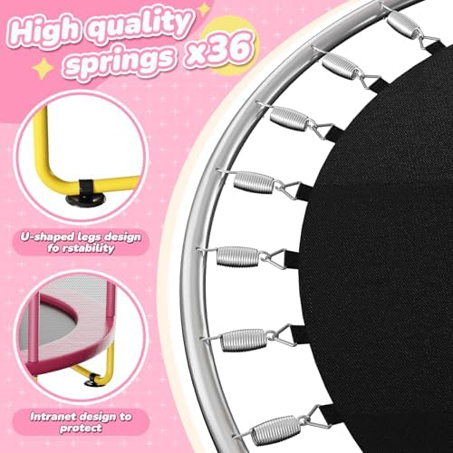 Indoor Trampoline 6FT for Kids, Safety Net & Hoop, Ages 1-8 Gifts