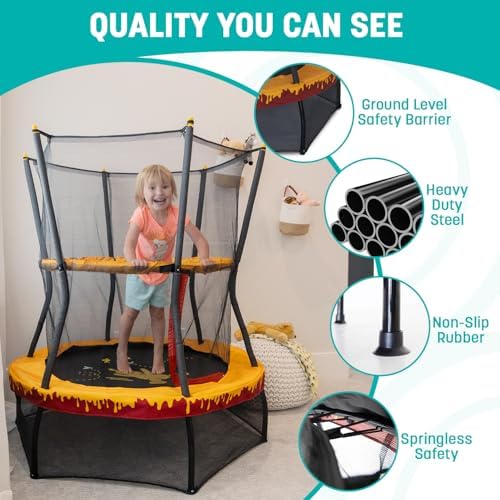 Skywalker Trampolines No-Spring Design Mini Trampoline for Kids and Toddlers 60" Enclosure Net Skywalker Trampolines No-
