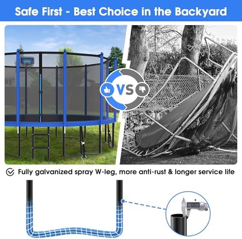 YORIN 16FT Tranpoline Outdoor with Basketball Hoop & Net YORIN 1500 LBS Tranpoline ASTM Approved for Kids and Adults YOR