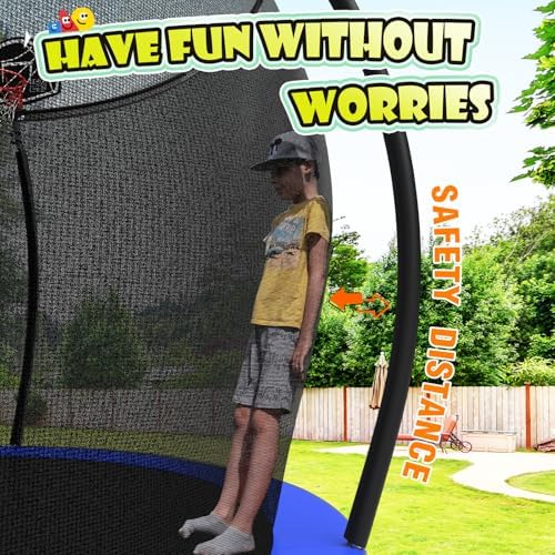 Lyromix 12-16FT Trampoline with Basketball Hoop and Lights for Kids and Adults | Lyromix Recreational Trampoline with S