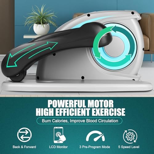 ANCHEER Electric Elliptical Leg Exerciser for Seniors | Quiet Portable Home Office Pedal Exerciser | Remote Control | Se