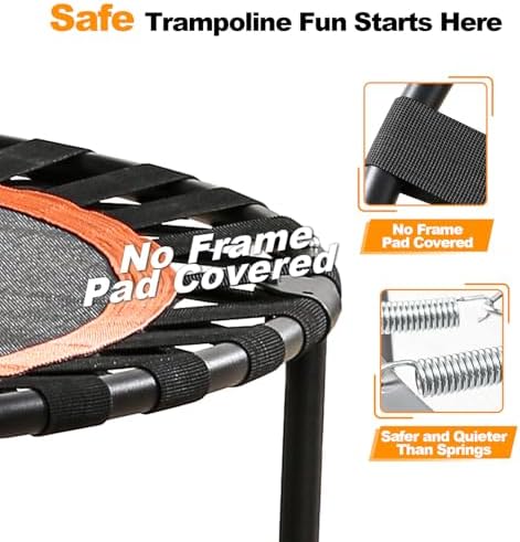 48" Foldable Mini Trampoline for Adults and Kids | Durable Bungee Band | 330lbs Load Capacity | Portable Exercise Reboun