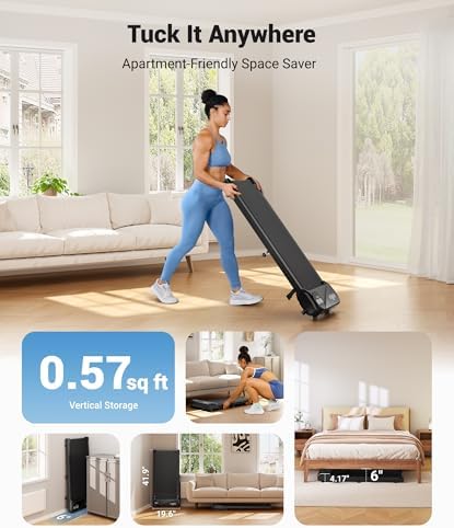 THERUN Walking Pad Treadmill Under DeskPortable Mini Treadmill for Home Office|5HP 265 lbs Weight Capacity Remote Contro