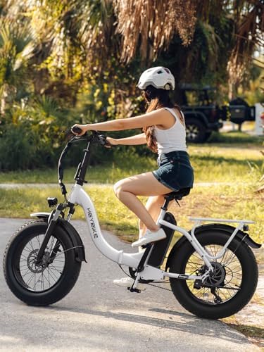 Heybike Ranger Electric Bike for Adults, Peak 1400W Motor Ebike, 28MPH Folding Step-Thru E Bike with Front Suspension