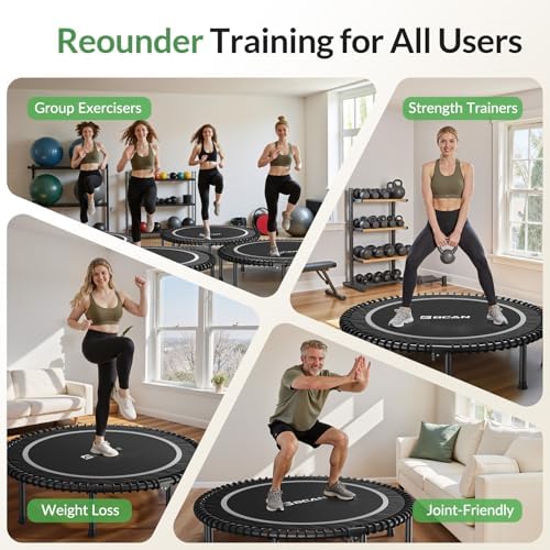 BCAN Durable 450LBS/550LBS Foldable Mini Trampoline for Adult Indoor/Outdoor Workout