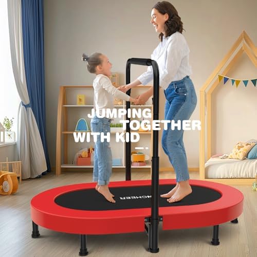 ANCHEER Mini Trampoline for Kids & Toddlers - Indoor/Outdoor Rebounder with Adjustable Handle ANCHEER 56'' Safe Oval Fit
